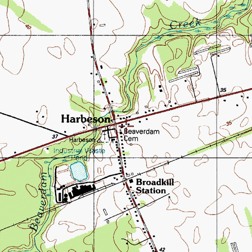 Topographic Map of Harbeson Post Office, DE