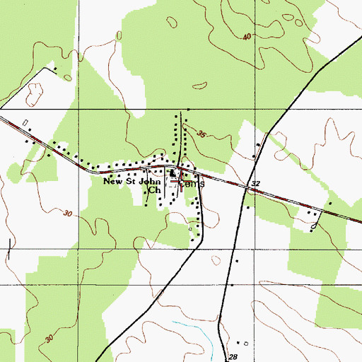 Topographic Map of New Saint Johns Cemetery, DE