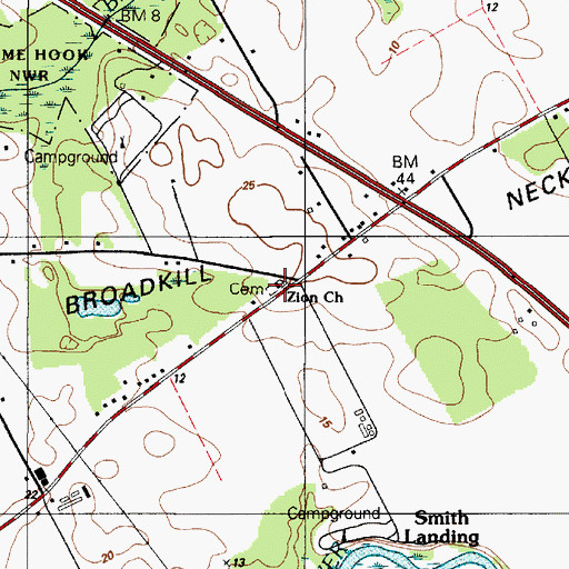 Topographic Map of Zion Cemetery, DE