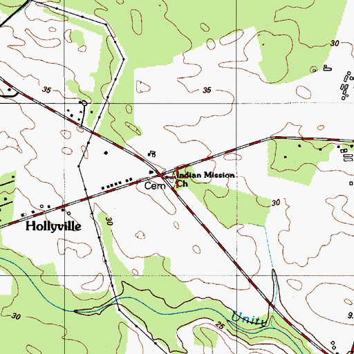 Topographic Map of Indian Mission Cemetery, DE