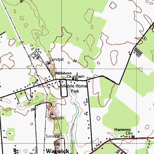 Topographic Map of MIllsboro Cemetery, DE