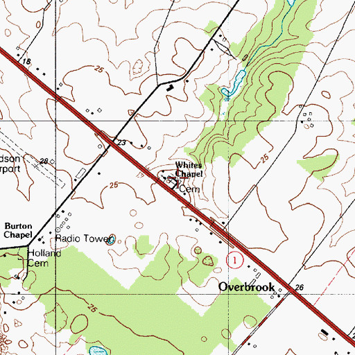 Topographic Map of Whites Chapel Cemetery, DE