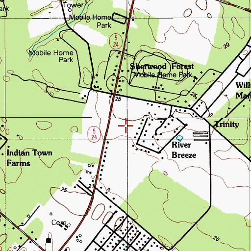 Topographic Map of Back Bay Park Center Shopping Center, DE