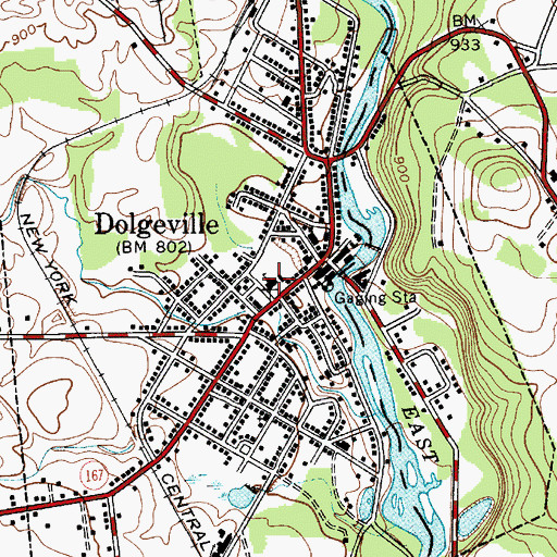 Topographic Map of Dolgeville Central School, NY