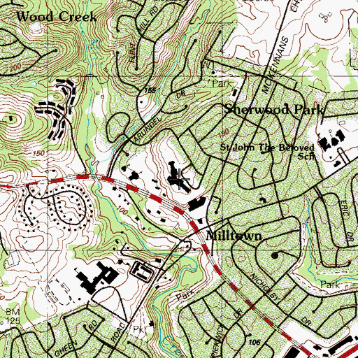 Topographic Map of Milltown Medical Center (historical), DE