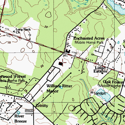 Topographic Map of Long Neck Shopping Center, DE