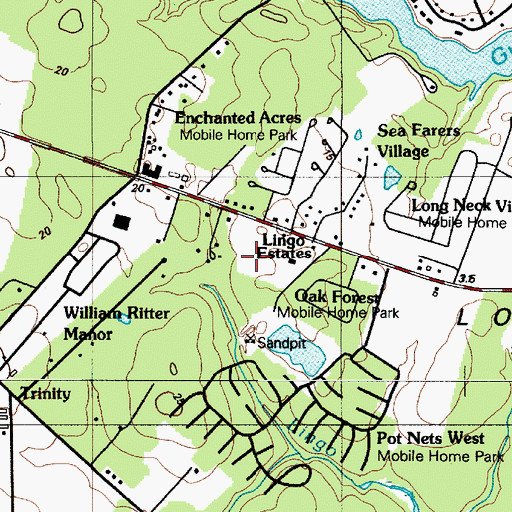 Topographic Map of Shops at Long Neck Shopping Center, DE