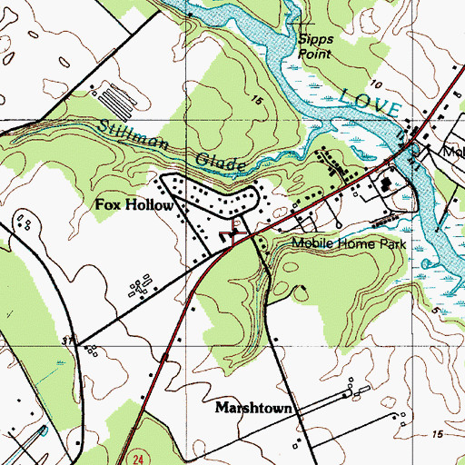 Topographic Map of Peddlers Village Shopping Center, DE