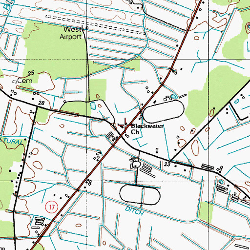 Topographic Map of Blackwater Fellowship Church, DE