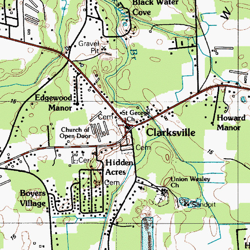 Topographic Map of Saint Georges Cemetery, DE