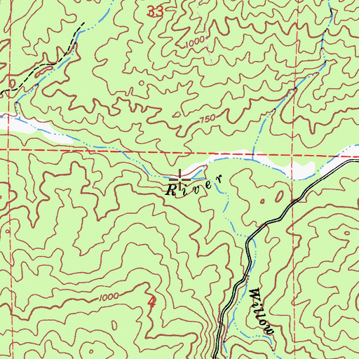 Topographic Map of Willow Creek, CA
