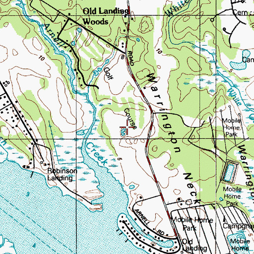 Topographic Map of Old Landing Golf Course, DE