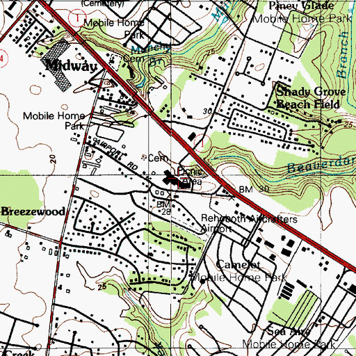 Topographic Map of Marketplace Shopping Center, DE