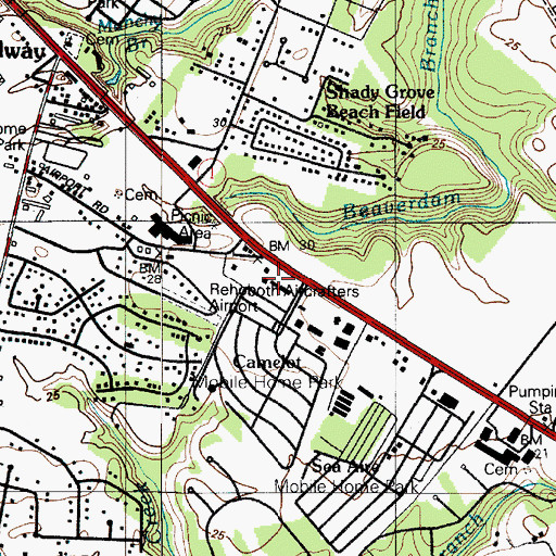 Topographic Map of Shoppes of Camelot Shopping Center, DE