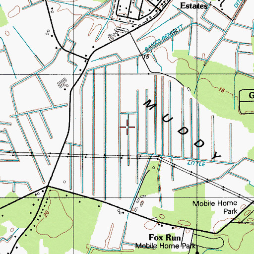 Topographic Map of Bear Trap Dunes Golf Course, DE