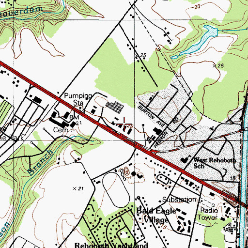 Topographic Map of Ames Shopping Center, DE