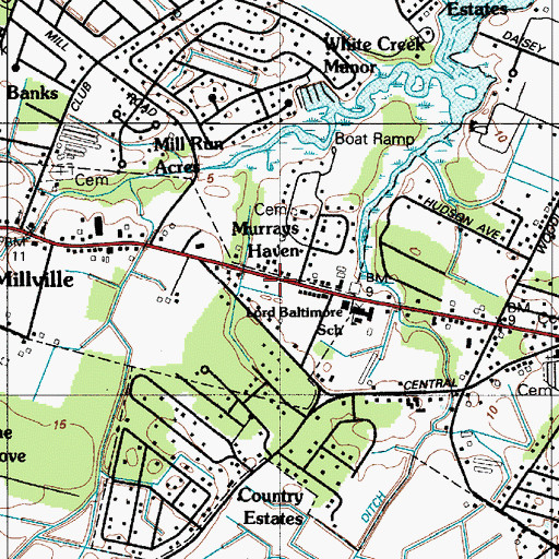 Topographic Map of Ocean View Post Office, DE
