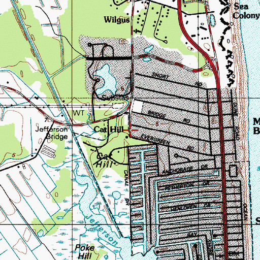 Topographic Map of South Bethany Town Hall, DE
