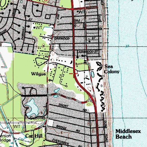 Topographic Map of Beach Plaza Shopping Center, DE