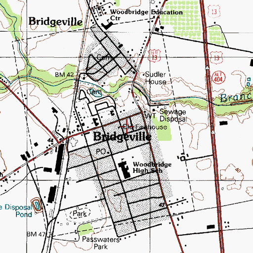 Topographic Map of Bridgeville Historical Society Museum, DE