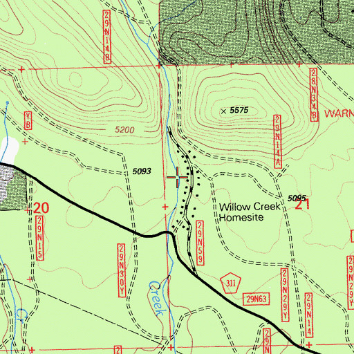 Topographic Map of Willow Creek, CA