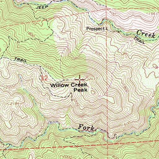 Topographic Map of Willow Creek Peak, CA