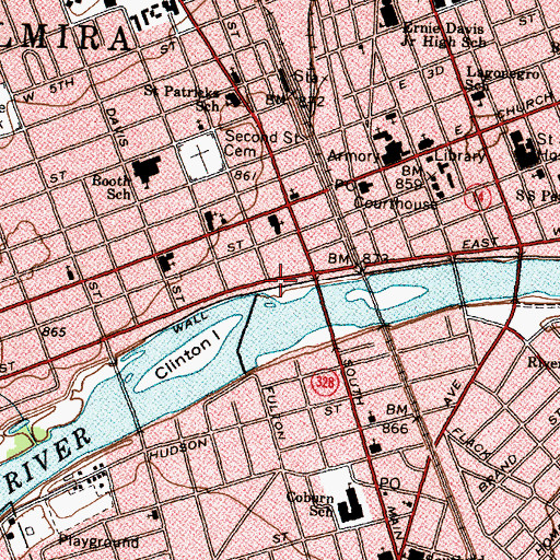 Topographic Map of Elmira Water Board Offices, NY