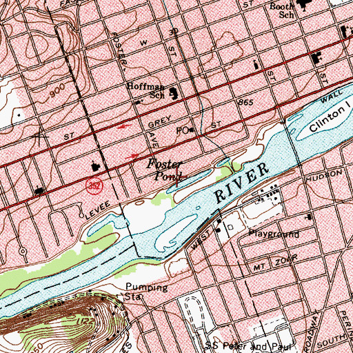 Topographic Map of Elmira Water Board Winsor Avenue Pumping Station, NY