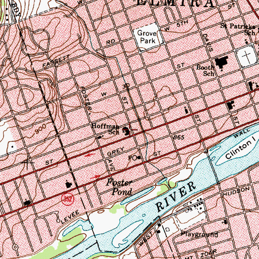 Topographic Map of Hoffman Square Shopping Center, NY