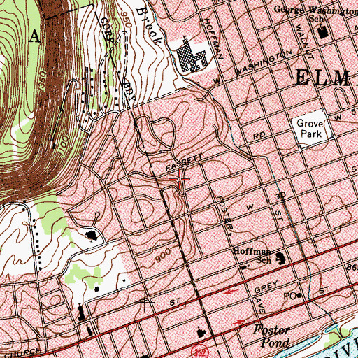 Topographic Map of Oak Hill, NY