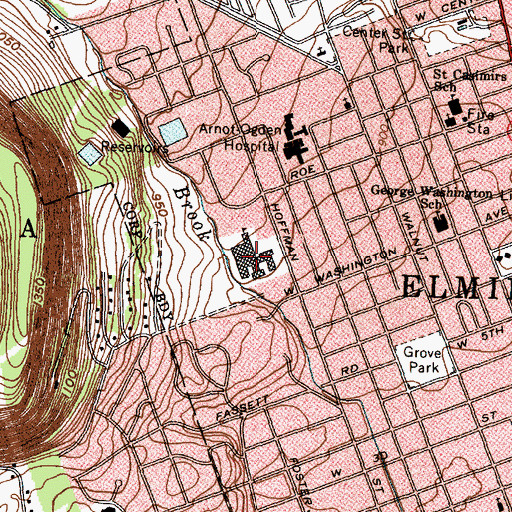 Topographic Map of Elmira Free Academy, NY