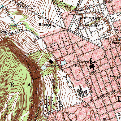 Topographic Map of Elmira Water Board Pumping Station and Filtration Plant, NY