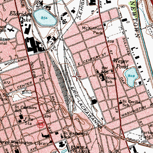 Topographic Map of Chemung County Transit System Storage and Maintenance Facility, NY