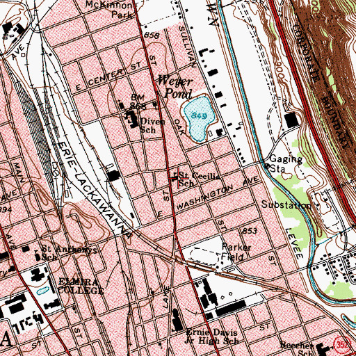 Topographic Map of Saint Cecilia's Roman Catholic Church, NY