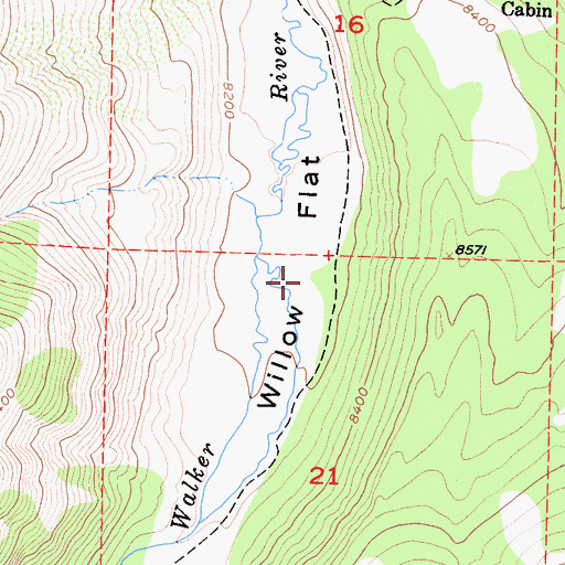 Topographic Map of Willow Flat, CA