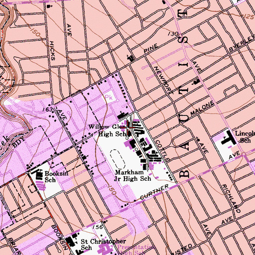 Topographic Map of Willow Glen High School, CA