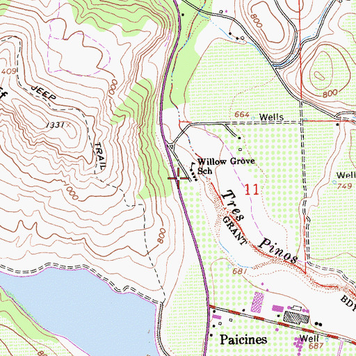 Topographic Map of Willow Grove Elementary School, CA