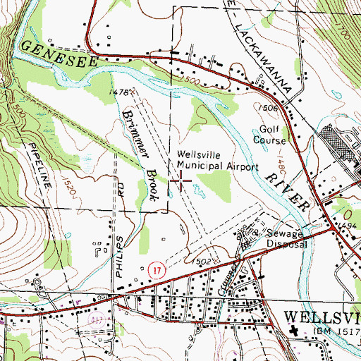 Topographic Map of Wellsville Municipal Airport (historical), NY