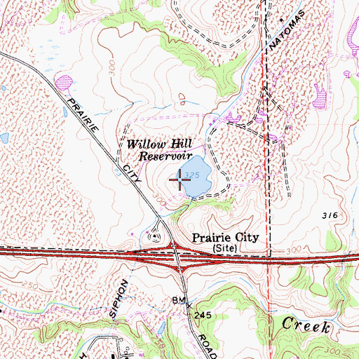 Topographic Map of Willow Hill Reservoir, CA