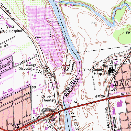 Topographic Map of Willow Island, CA