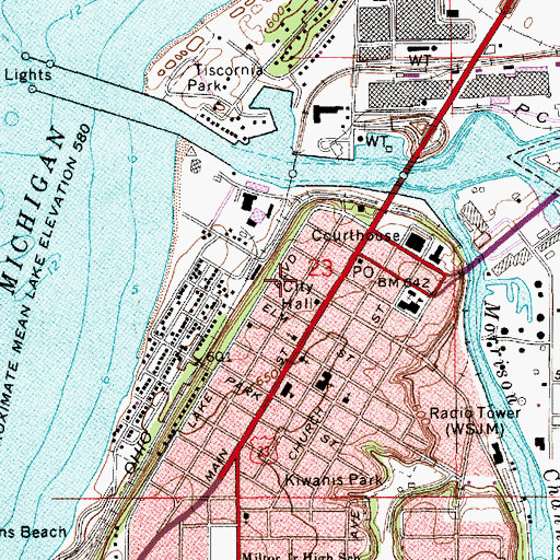 Topographic Map of Curious Kids' Museum, MI