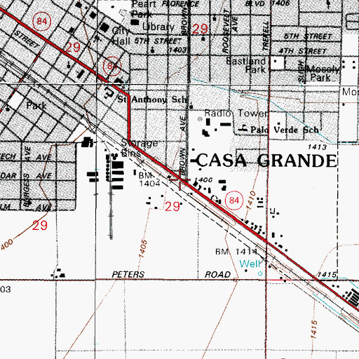 Topographic Map of Roadside Park Rest Area, AZ