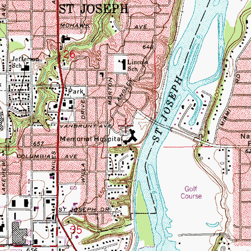 Topographic Map of Lakeland Medical Center, MI