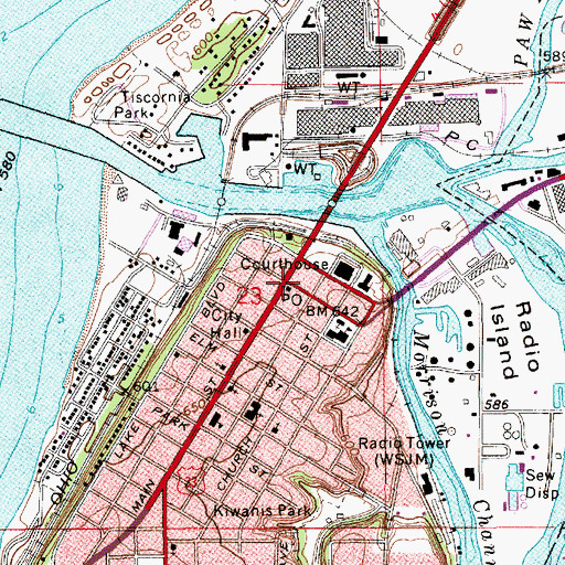 Topographic Map of Saint Joseph Post Office, MI