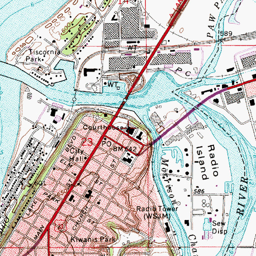 Topographic Map of Berrien County Courthouse, MI