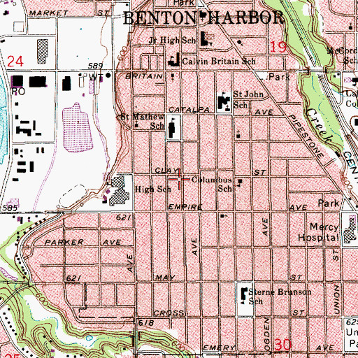 Topographic Map of Saint Mark Baptist Church, MI
