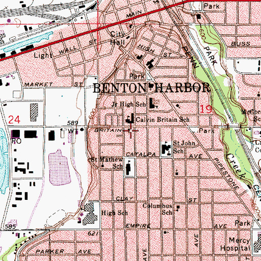 Topographic Map of Ebeneezer Baptist Church, MI