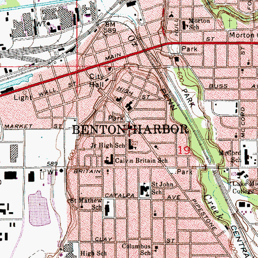 Topographic Map of First Congregational Church, MI