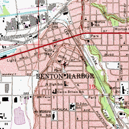 Topographic Map of Peace Temple United Methodist Church, MI
