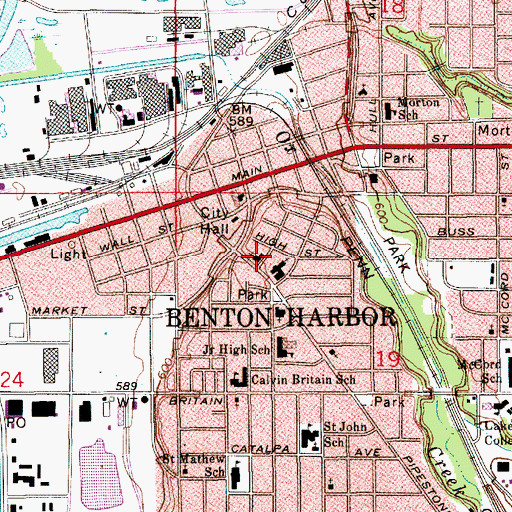 Topographic Map of Progressive Missionary Baptist Church, MI
